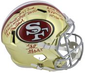 49ers Jerry Rice “Career Stat” Signed Riddell Chrome Full Size Rep Helmet BAS Sale Coupon