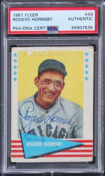 Cardinals Rogers Hornsby Authentic Signed 1961 Fleer #43 Card PSA/DNA Slabbed Sale Coupon