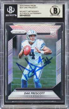 Cowboys Dak Prescott Signed 2016 Panini Prizm #231 Rookie Card BAS Slabbed Sale Coupon