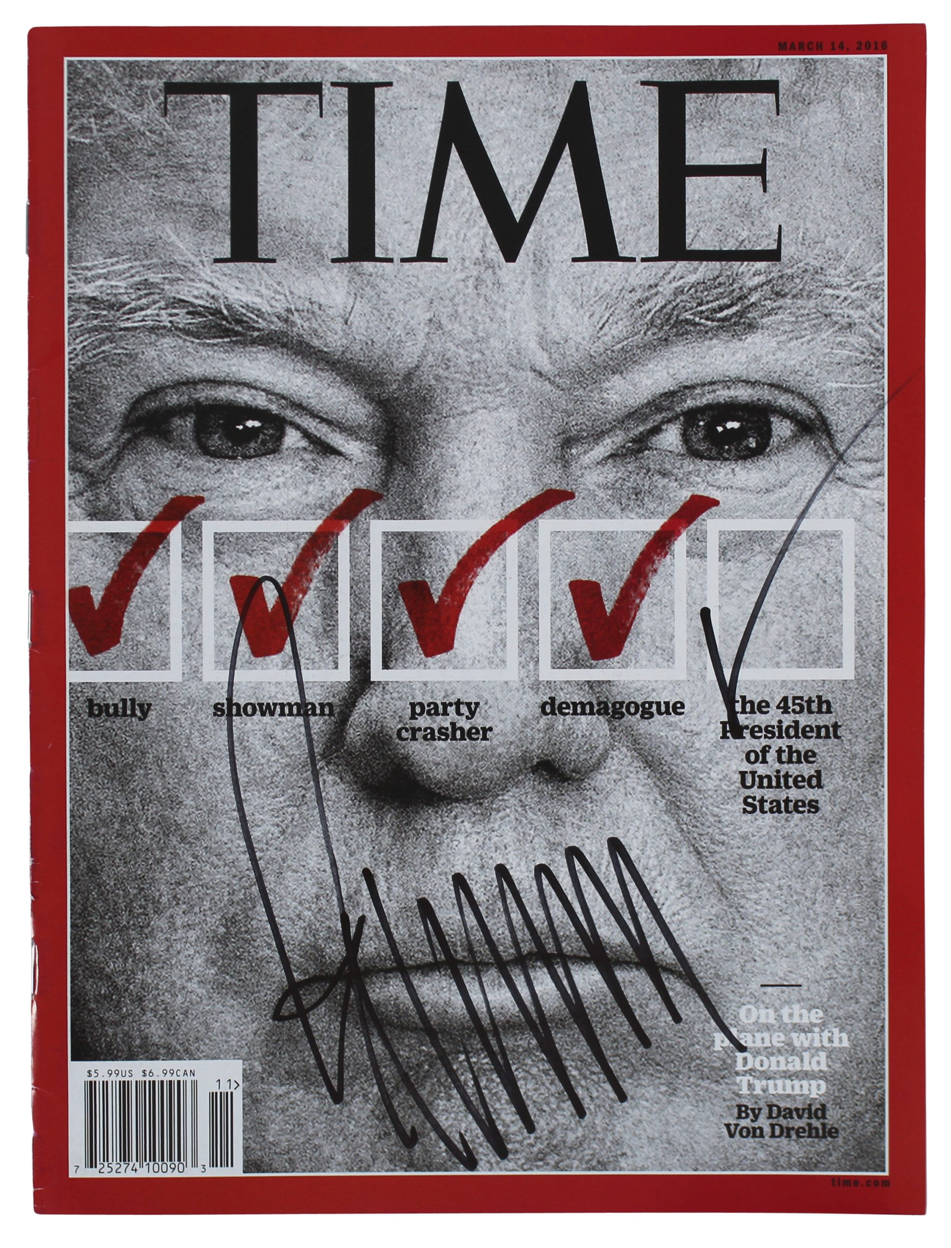 Donald J. Trump Authentic Signed 2016 Time Magazine Autographed BAS #AB77696 Sale Coupon