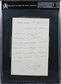 Charles De Gaulle Authentic Signed 5.25×8.25 1962 Handwritten Letter BAS Slabbed Sale Coupon