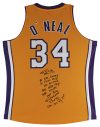 Shaquille O’Neal 9x Inscribed Signed Yellow M&N 99-00 HWC Authentic Jersey BAS 2 Sale Coupon