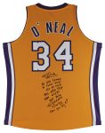 Shaquille O’Neal 9x Inscribed Signed Yellow M&N 99-00 HWC Authentic Jersey BAS 2 Sale Coupon