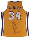 Shaquille O’Neal 9x Inscribed Signed Yellow M&N 99-00 HWC Authentic Jersey BAS 1 Sale Coupon