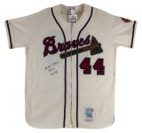 Braves Hank Aaron “1957 MVP” Signed 1957 M&N CC White Wool Jersey PSA #B95394 Sale Coupon