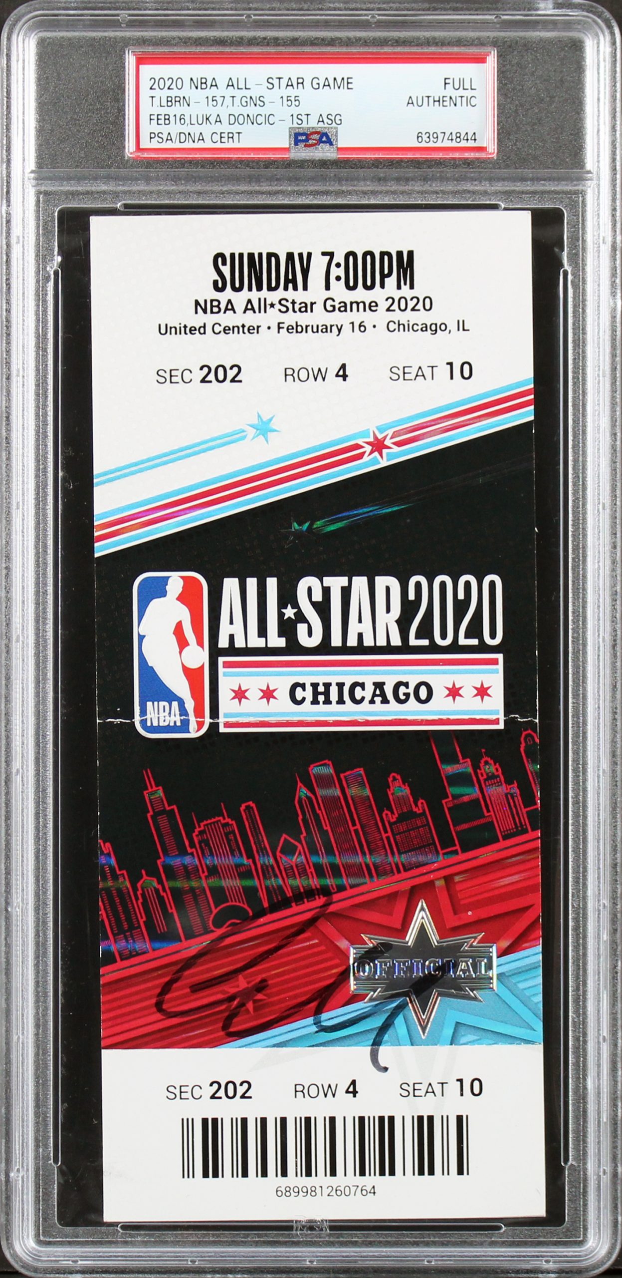 Mavericks Luka Doncic Signed 2020 NBA All-Star Game Full Ticket Stub PSA Slabbed Sale Coupon