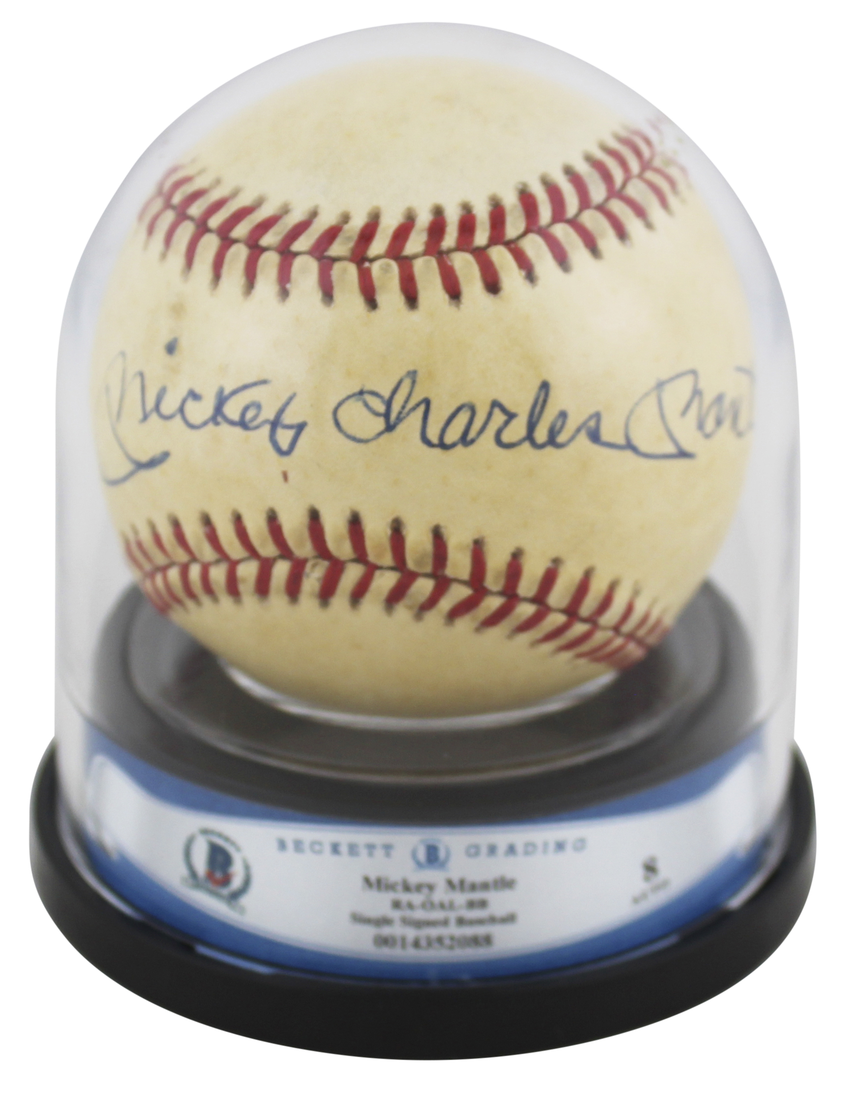 Yankees Mickey Charles Mantle Signed Oal Baseball Auto Graded 8! BAS Encap Sale Coupon
