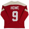 Red Wings Gordie Howe “2x Insc” Signed Red Vintage Adidas Sweater Jersey PSA 2 Sale Coupon