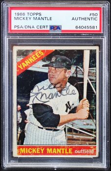 Yankees Mickey Mantle Authentic Signed 1966 Topps #50 Card PSA/DNA Slabbed Sale Coupon