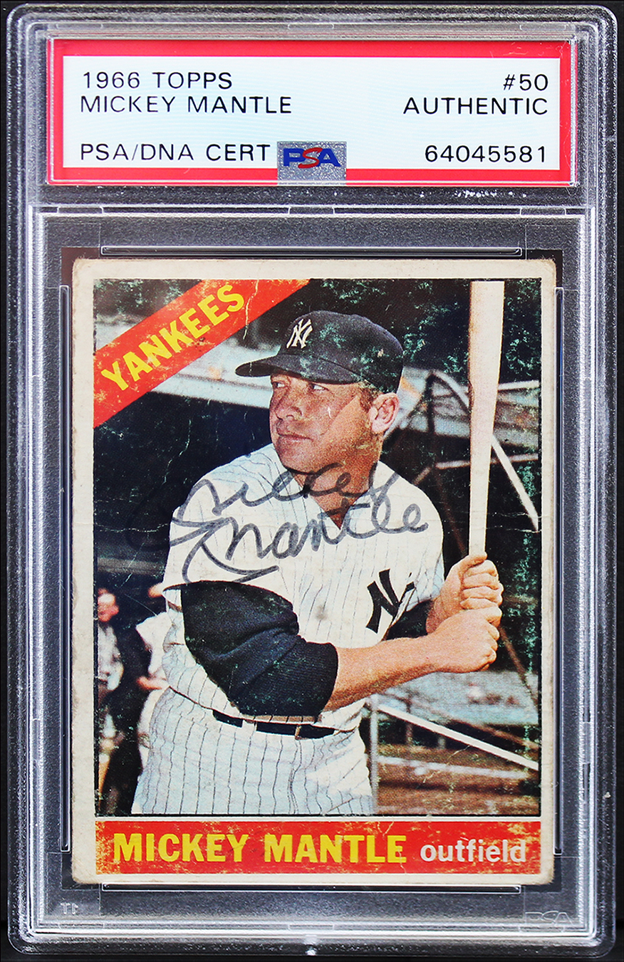 Yankees Mickey Mantle Authentic Signed 1966 Topps #50 Card PSA/DNA Slabbed Sale Coupon
