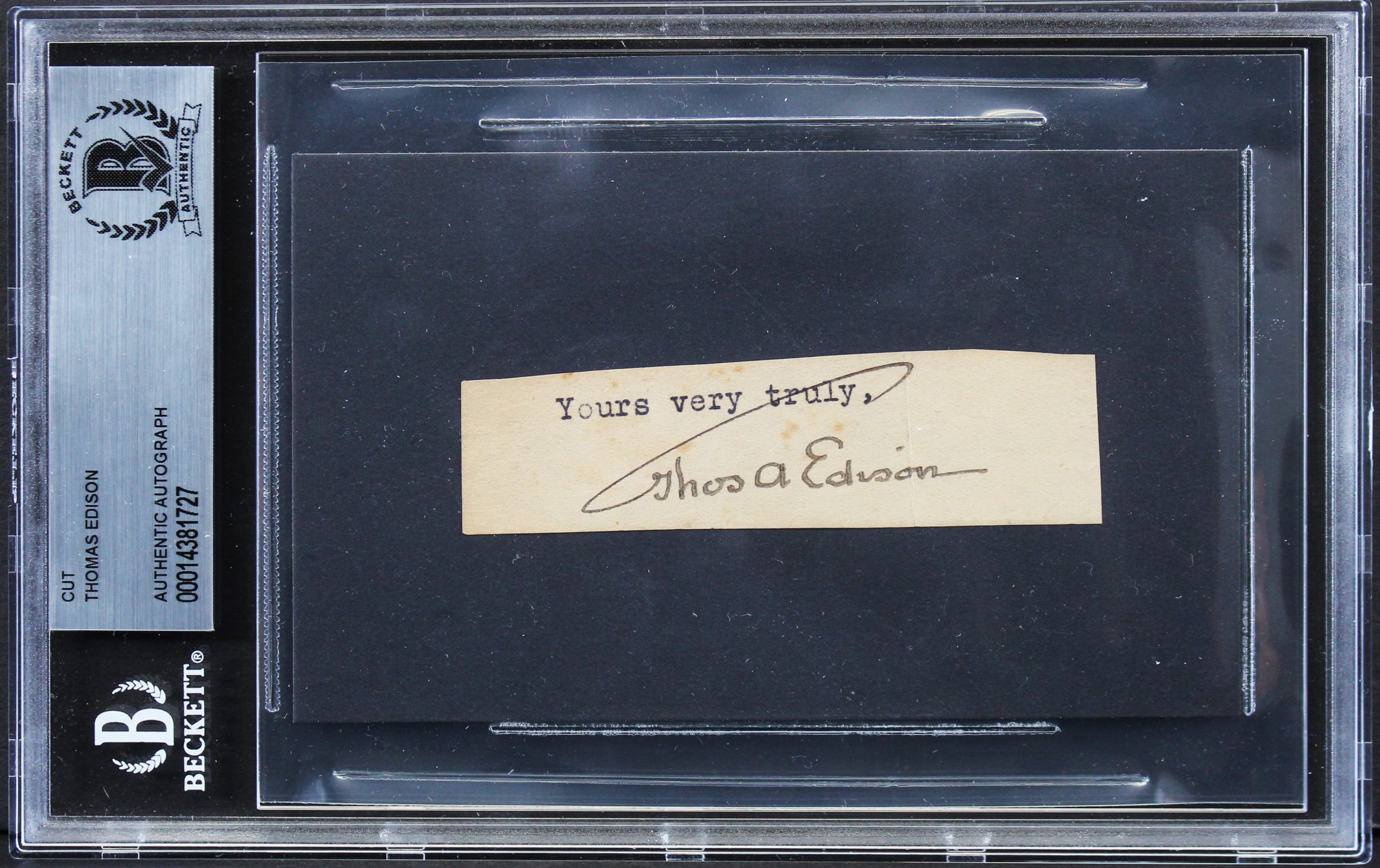 Thomas Edison Authentic Signed .85×3.25 Cut Signature Autographed BAS Slabbed Sale Coupon