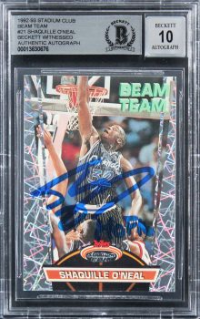 Shaquille O’Neal Signed 1992 Stadium Club Beam Team RC Auto Grade 10 BAS Slab  3 Sale Coupon