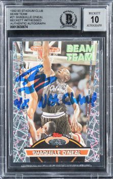 Shaquille O’Neal Signed 1992 Stadium Club Beam Team RC Auto Grade 10 BAS Slab  4 Sale Coupon
