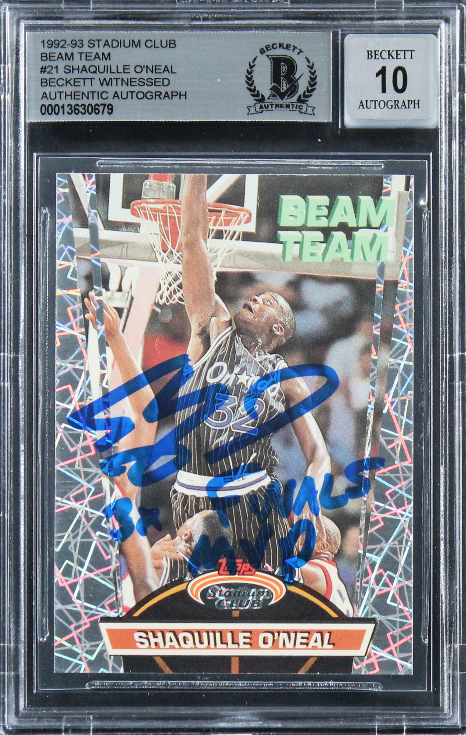 Shaquille O’Neal Signed 1992 Stadium Club Beam Team RC Auto Grade 10 BAS Slab  1 Sale Coupon