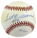 Red Sox Ted Williams “.406” Signed Oal Baseball LE #287/1941 UDA #UDW21669 Sale Coupon