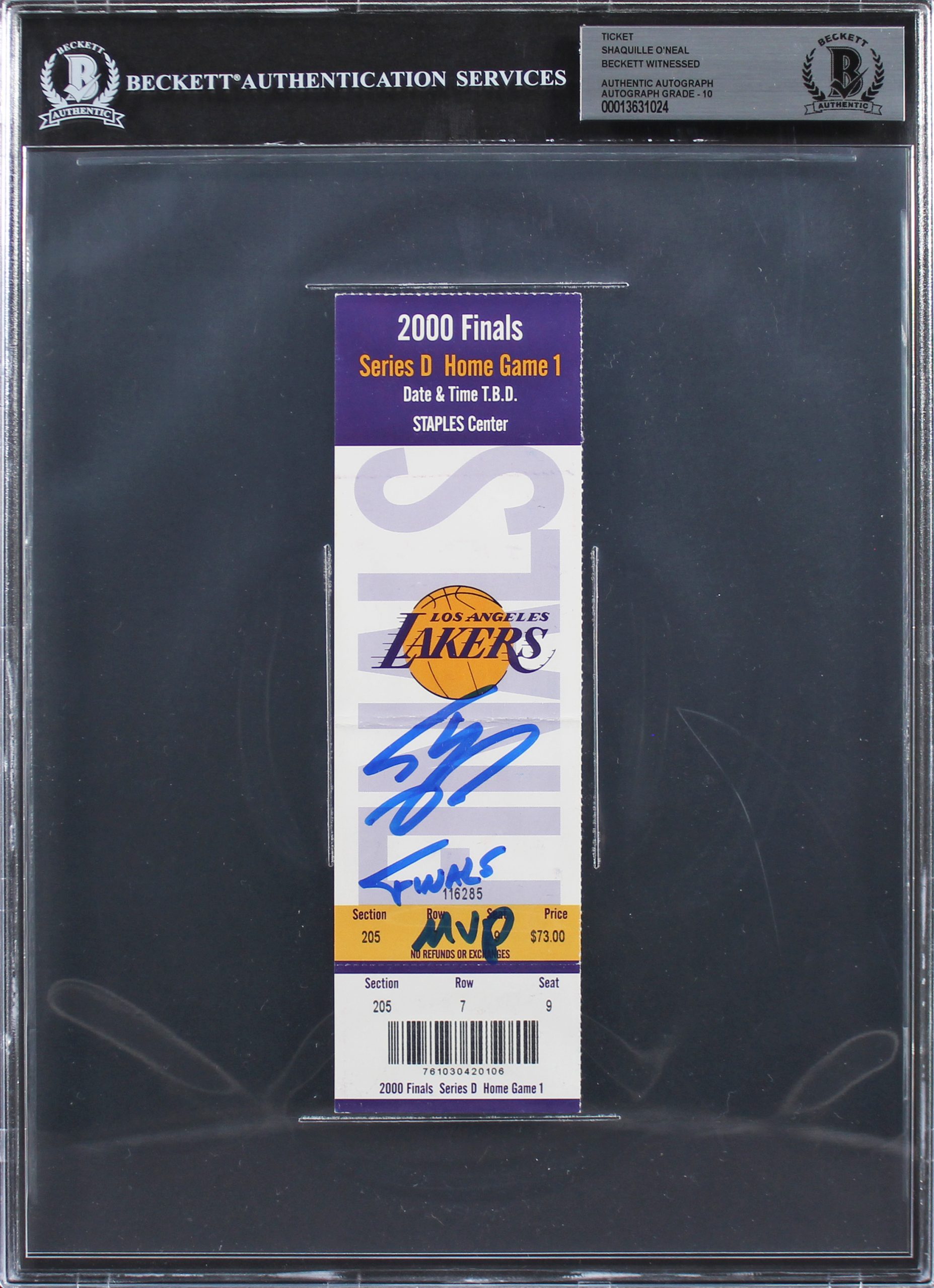 Shaquille O’Neal Finals MVP Signed 2000 Finals GM 1 Ticket Stub Auto 10 BAS Slab Sale Coupon