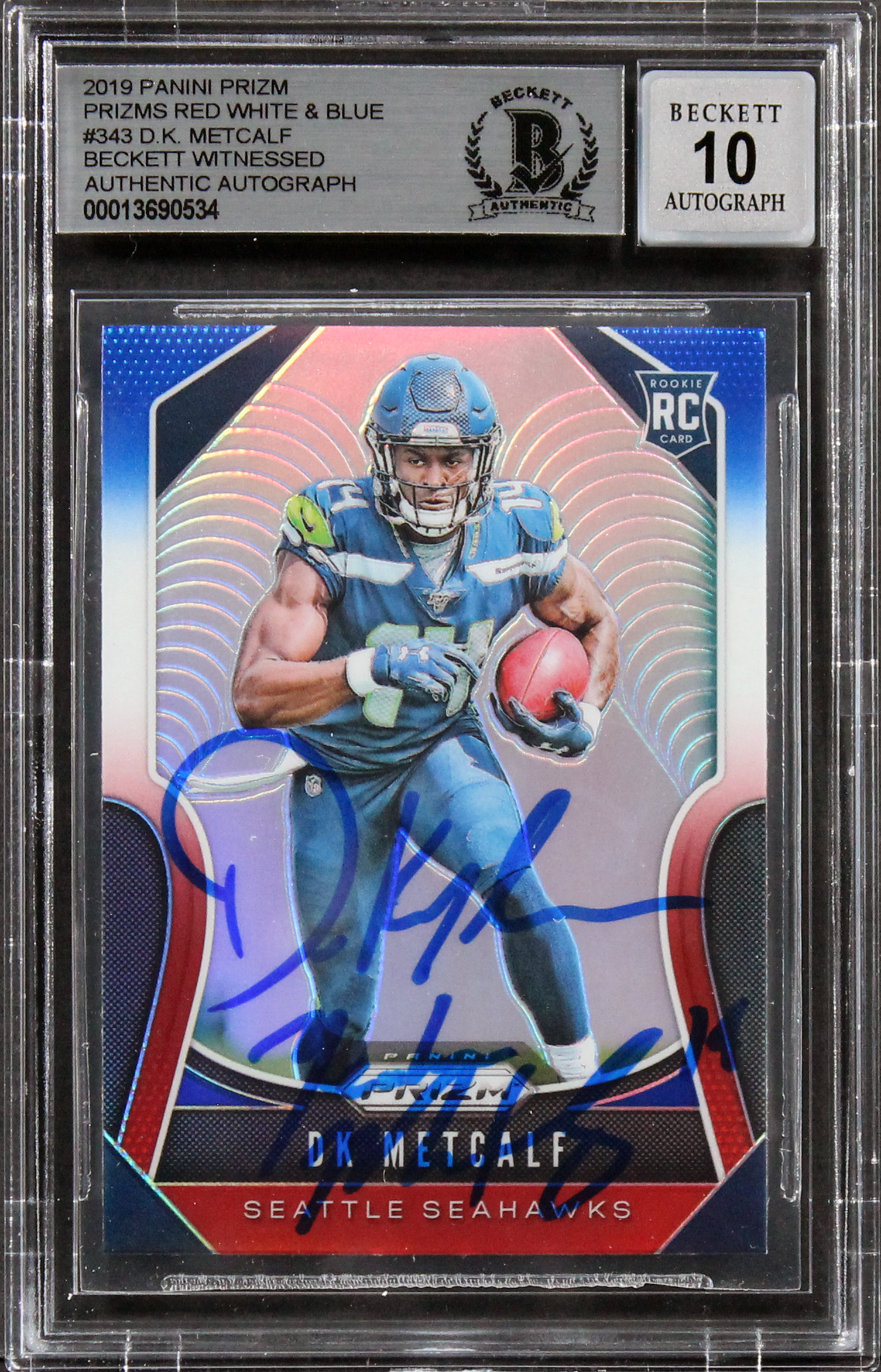 Seahawks DK Metcalf Signed 2019 Panini Prizm RW&B #343 RC Auto 10! BAS Slabbed Sale Coupon