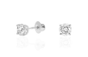 WJD Exclusives .50Ct 1.50Ct 2Ct Lab Grown Diamond 14k White Gold Round Stud Screw Back Earrings – 6.5mm (2Ct) Sale Coupon