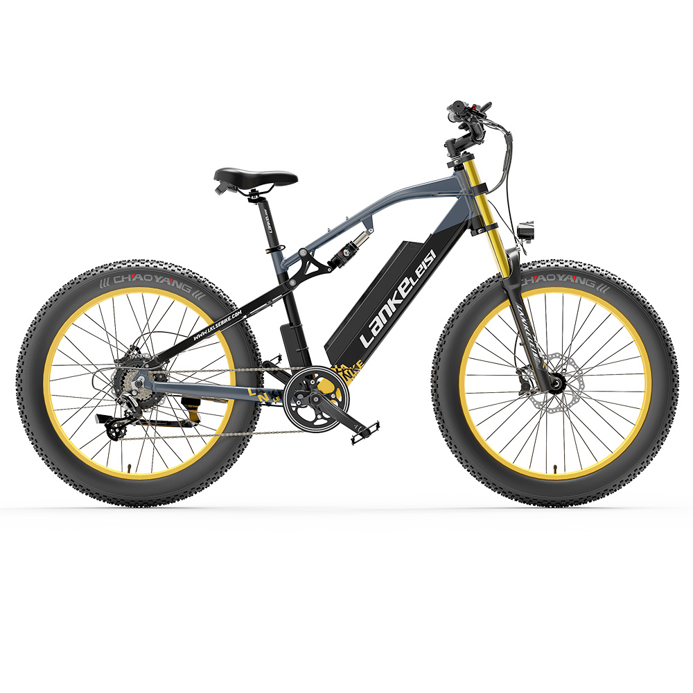 LANKELEISI RV700 16Ah 48V 1000W Electric Bicycle  Black Yellow Sale Coupon