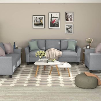 3seat  2seat  1seat Linen Upholstered Sofa Set Grey Sale Coupon