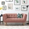 2Seat Polyester Fabric Upholstered Sofa with Oak Feet Pink Sale Coupon