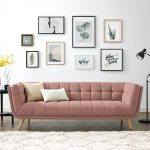 3Seat Polyester Fabric Upholstered Sofa Pink Sale Coupon