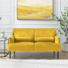 2Seat Velvet Upholstered Sofa with High Iron Feet Yellow Sale Coupon