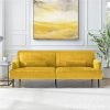 81 3Seat Velvet Upholstered Sofa with Wooden Frame Yellow Sale Coupon