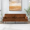 81 3Seat Velvet Upholstered Sofa with Wooden Frame Caramel Sale Coupon
