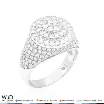 WJD Exclusives 2.75Ct Natural Diamond Signet Ring 14K Solid White Gold VVS1-VVS2 – 12 Sale Coupon