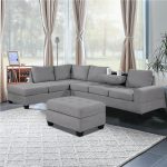 Orisfur 112 Fabric Upholstered Convertible Sectional Sofa Gray Sale Coupon