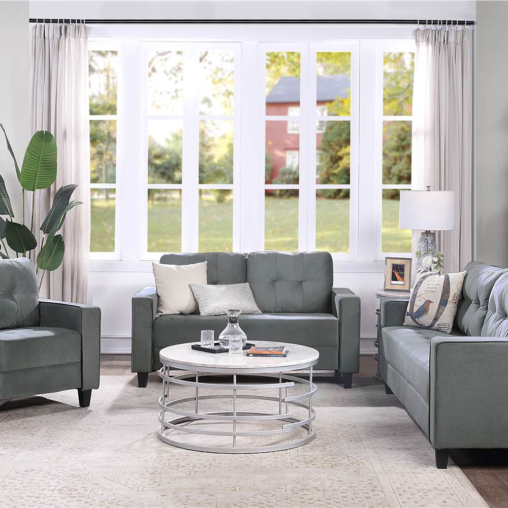 Orisfur 123Seat Sectional Velvet Upholstered Sofa Set Grey Sale Coupon