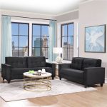 Orisfur 23Seat Velvet Fabric Upholstered Sofa Set Black Sale Coupon
