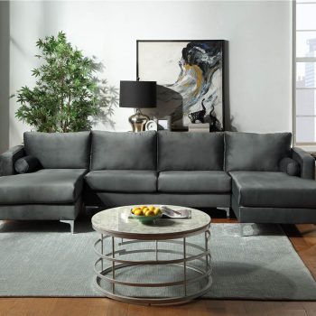 Orisfur 124 UShape Velvet Upholstered Sectional Sofa Gray Sale Coupon