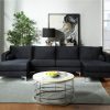 Orisfur 124 UShape Velvet Upholstered Sectional Sofa Black Sale Coupon