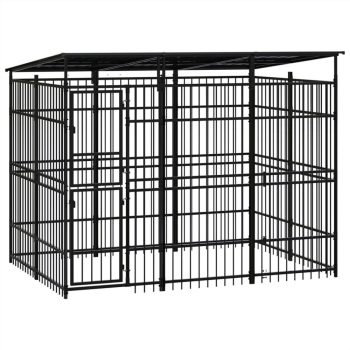 Outdoor Dog Kennel with Roof Steel 553 m² Sale Coupon