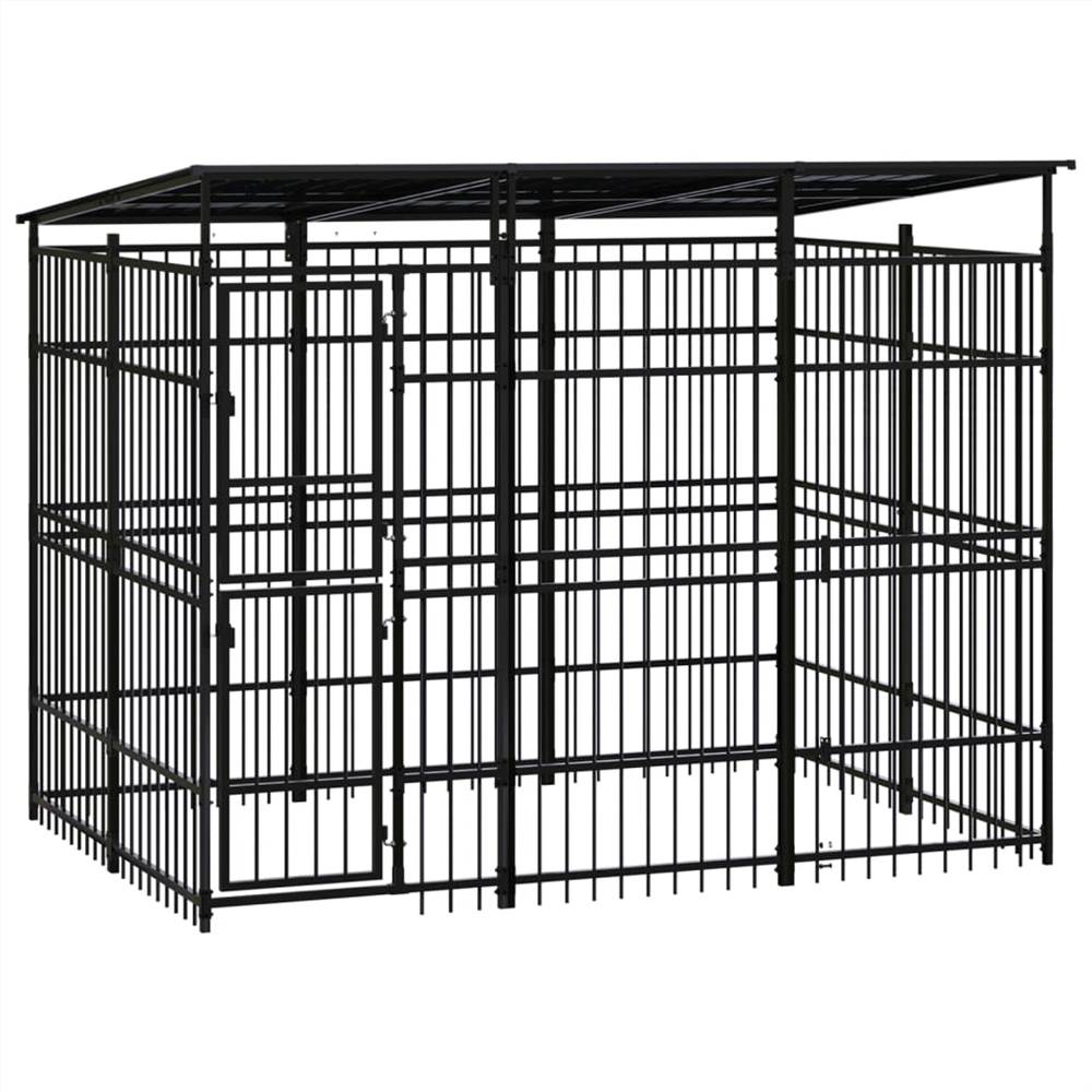 Outdoor Dog Kennel with Roof Steel 553 m² Sale Coupon