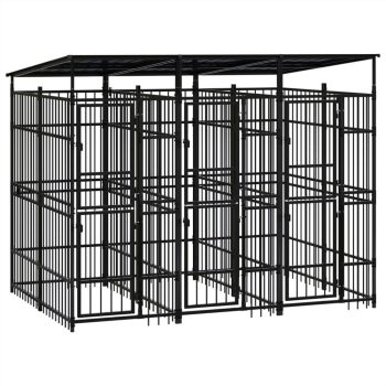 Outdoor Dog Kennel with Roof Steel 553 m² Sale Coupon
