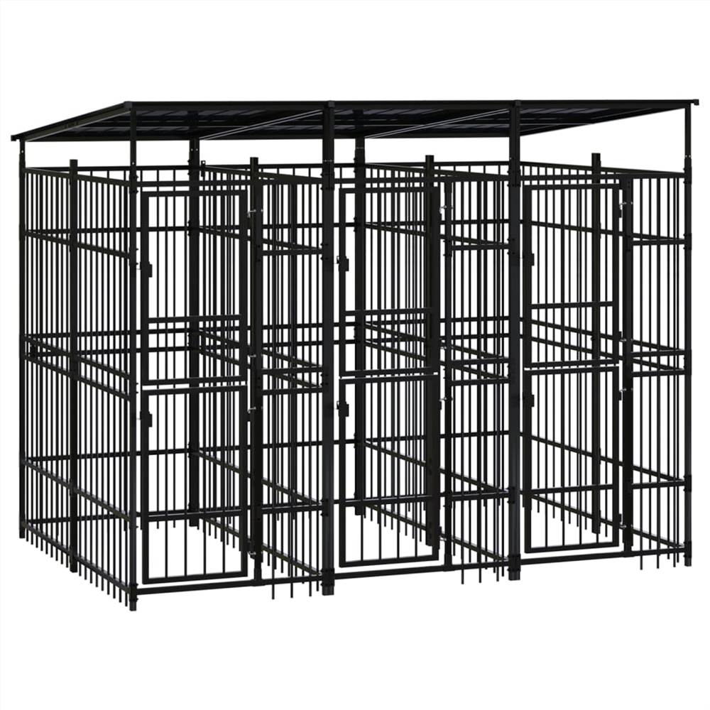 Outdoor Dog Kennel with Roof Steel 553 m² Sale Coupon