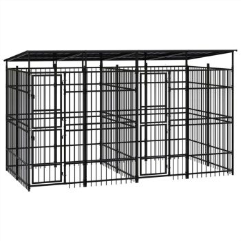 Outdoor Dog Kennel with Roof Steel 737 m² Sale Coupon