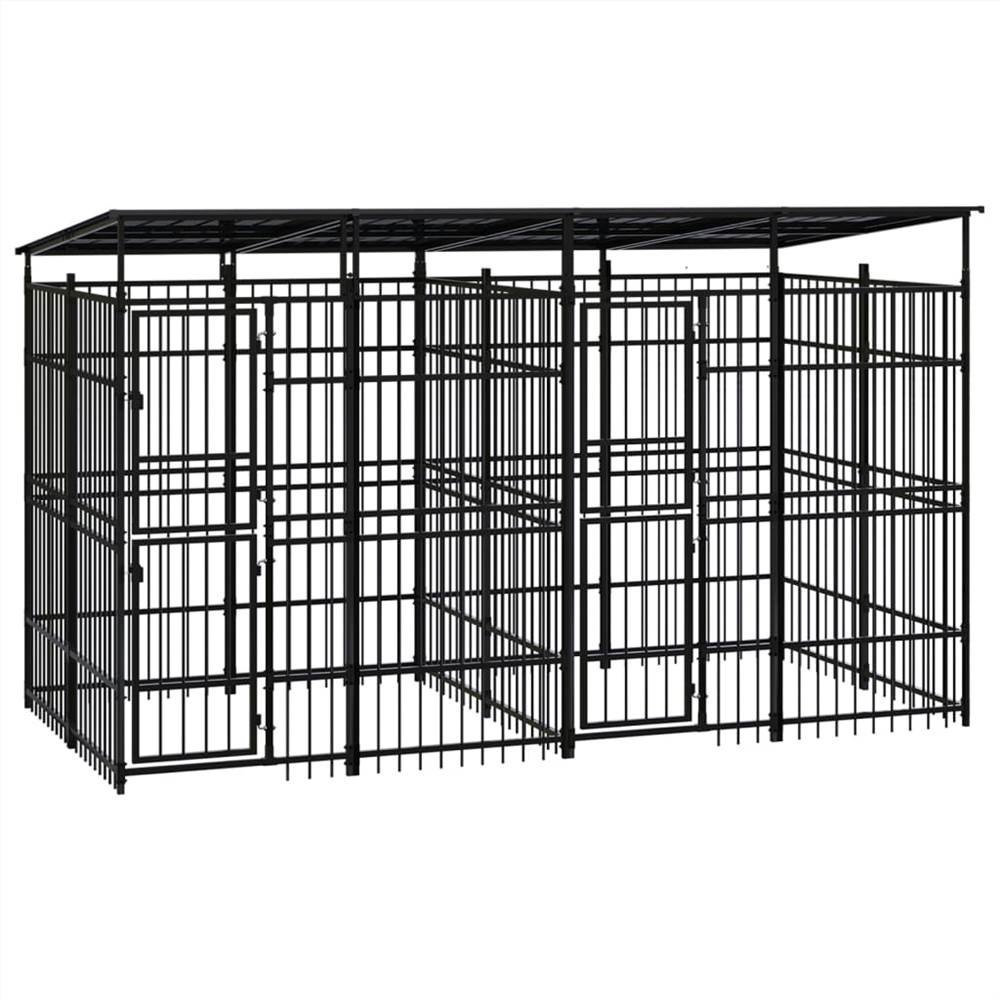 Outdoor Dog Kennel with Roof Steel 737 m² Sale Coupon