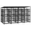 Outdoor Dog Kennel with Roof Steel 737 m² Sale Coupon
