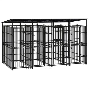 Outdoor Dog Kennel with Roof Steel 737 m² Sale Coupon