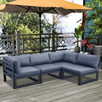 Outdoor 4Seat Modular Sofa Gray Sale Coupon