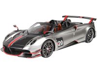Diecastmodelswholesale Pagani Huayra Roadster BC Silver Metallic and Carbon Gray with White and Red Stripes and Red Accents with DISPLAY CASE Limited Edition to 200 pieces Worldwide 1/18 Model Car by BBR Sale Coupon