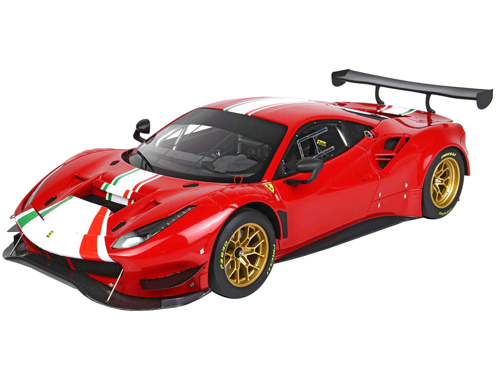 Diecastmodelswholesale Ferrari 488 Modificata Rosso Corsa Red with Stripes with DISPLAY CASE Limited Edition to 228 pieces Worldwide 1/18 Model Car by BBR Sale Coupon