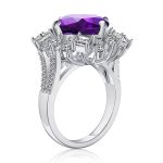 MSBLUE Unique Natural Amethyst Cushion Ring in Sterling Silver Sale Coupon