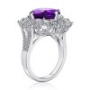MSBLUE Unique Natural Amethyst Cushion Ring in Sterling Silver Sale Coupon