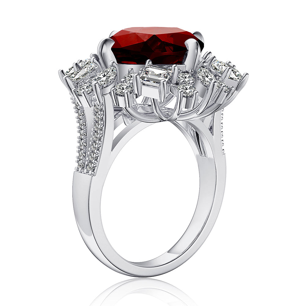 MSBLUE Natural Garnet Emerald-Cut Three Split Band in Sterling Silver Sale Coupon