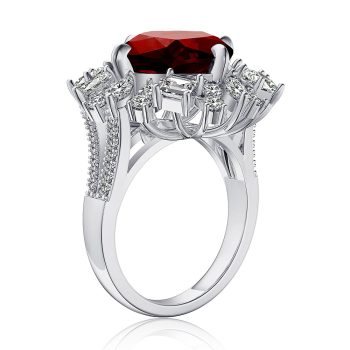 MSBLUE Unique Natural Garnet Cushion Ring in Sterling Silver Sale Coupon